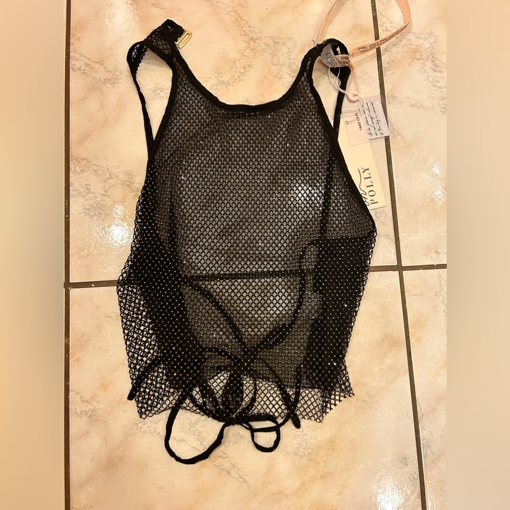 NWT oh Polly rhinestone crop top